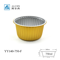 Conteneur en aluminium PET Smoothwall ALCHN YY140-750 de 750 ml, bord large, micro-ondable, boîte à lunch pour repas prêts à consommer