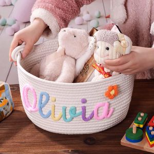 Panier de rangement en corde de coton Uionen DIY avec nom anglais pour les jouets, livres et magazines des enfants - Product Image 5