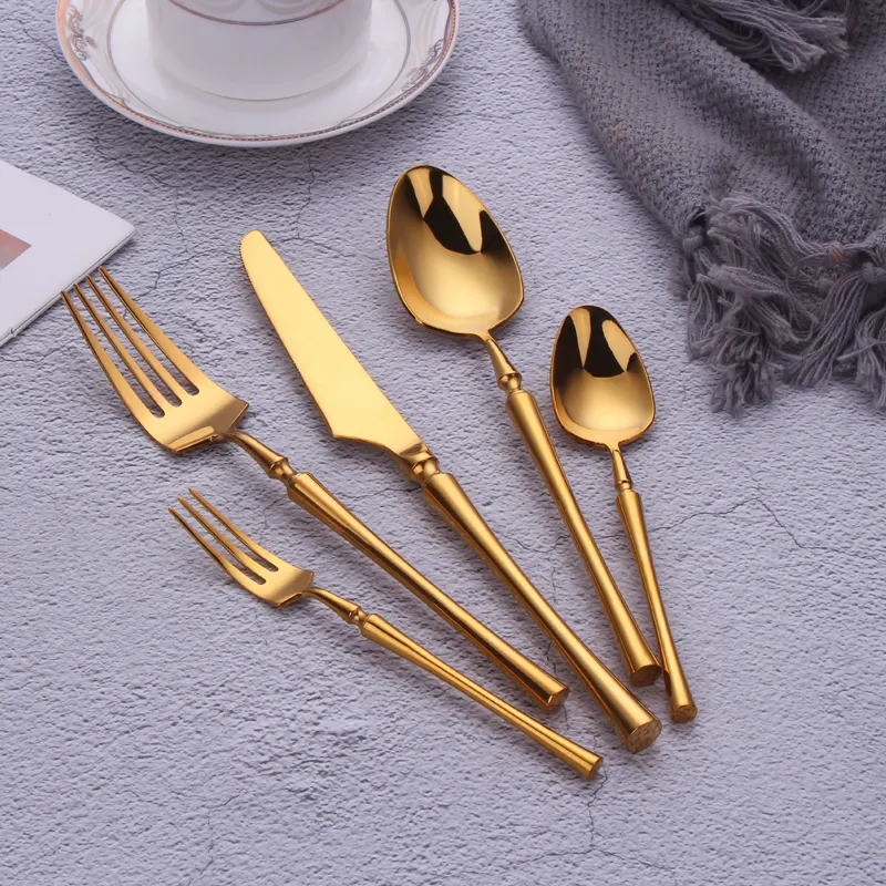 Gold Cutlery Luxury Designs Small Waist Stainless Steel 304 Mirror Polish Cutlery Set Spoon Fork Knife