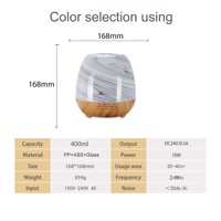 Humidificateur à ultrasons à huile essentielle 400ml, diffuseur d'arôme d'air en verre Well Art