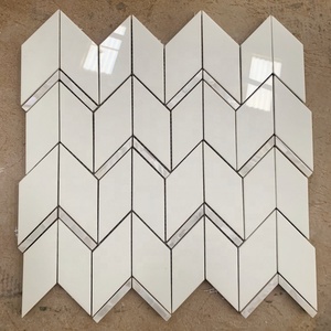 GGL Pedra Moderna Branca Chevron Forma Água Jet Mármore Azulejo para Quarto Cozinha Banheiro Decoração Do Hotel Várias Cenas Adequado - Product Image 1
