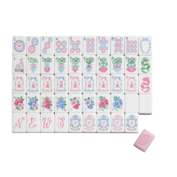 Tuiles de Mahjong Américaines Florales Romantiques Coquette de Luxe, Ensemble de 160 Tuiles en Acrylique Gravées, Collection Designer LoveShackFancy