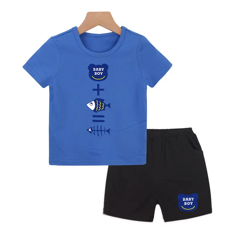 Children's short sleeve set boy's summer T-shirt two-piece set girl's clothes Children's cotton children's clothes 3-year-old ba