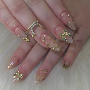 Uñas <span class=keywords><strong>Postizas</strong></span> Cortas de Lujo en Forma de Almendra, Uñas Artificiales Rosadas de Alta Calidad al por Mayor, Juego de Uñas a Presión con <span class=keywords><strong>Pegamento</strong></span> - Product Image 4