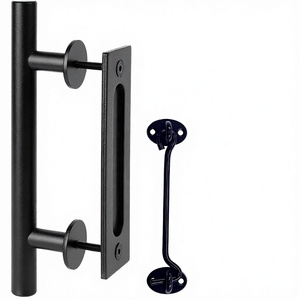 Ensemble de poignées de porte de grange industrielles en laiton résistant à la rouille - Comprend un loquet de porte et des accessoires pour portes coulissantes intérieures/extérieures ! - Product Image 3