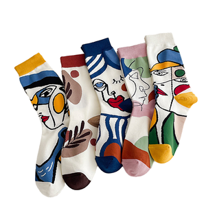 Chaussettes à motif artistique pour hommes et femmes, chaussettes à motif abstrait créatif, mode décontractée, streetwear, chaussettes <span class=keywords><strong>de</strong></span> sport respirantes et extensibles - Product Image 3