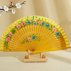 Custom Large Bamboo Folding Fans Personalized Decoration with Painted and Carved Flower <b>Pattern</b> Souvenir Craft - Product Image 1