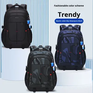 Sac d'école imperméable pour collège/lycée, grande capacité, réduction de la charge, protection de la colonne vertébrale, camouflage, polyester, moderne - Product Image 2