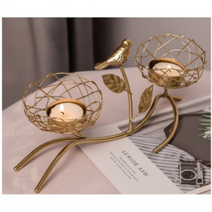 Portavelas de Metal dorado hecho a mano para decoración de vacaciones Diwali de Navidad y uso de boda - Product Image 1