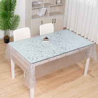 Nappe rectangulaire transparente en PVC RNPT avec motifs floraux argentés entrelacés pour tables de restaurant et de banquet