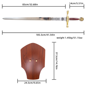 Épée <span class=keywords><strong>Excalibur</strong></span> du roi Arthur, 105,5 cm, manche en cuir rouge, épée décorative non affûtée - Product Image 6