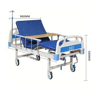 Lit d'hôpital manuel <span class=keywords><strong>en</strong></span> acier à manivelle unique, prix usine, avec dossier réglable et barrières latérales pliables pour examen du patient - Product Image 3