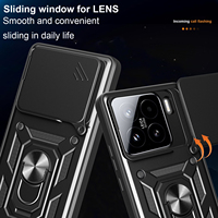 Funda Protectora para Xiaomi 15/15 Pro/15 Ultra, Diseño Antigolpes con Anillo de Soporte y Ventana Deslizante para la Lente
