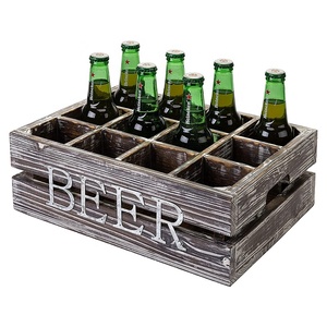 <strong>Wooden</strong> Storage <strong>Crates</strong> with Handles Beer Carrier Rustic <strong>White</strong> <strong>Wooden</strong> Beer <strong>Crate</strong> Box for 12 Bottles - Product Image 1