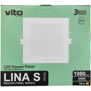 Recessed <b>Square</b> <b>LED</b> Panel 205x205mm 18W 4000K Natural <b>Light</b> <b>Ceiling</b> Fixture - Product Image 3