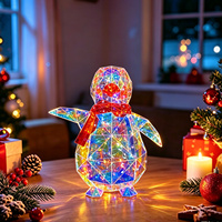 Décoration de pingouin LED de 30 cm, sculpture de pingouin lumineuse en PET, ornement de Noël moderne pour hall d'hôtel, centre commercial