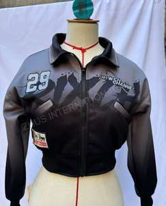 Chaqueta universitaria recortada para mujer, chaqueta con letras de béisbol de cuero y lana de primera calidad para mujer, manga larga - Product Image 3