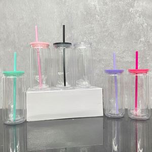 16oz Inner 20oz Outer Double Wall Clear Snow Globe <b>Plastic</b> Acrylic Can Tumbler <b>Cups</b> With Pre-drilled Hole Plug - Product Image 3