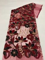 Robe en tissu de tulle floral doux pour femme, 5 yards, en dentelle française écologique, avec motif animalier, idéale pour les mariages