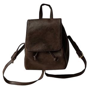 Sac à dos souple en cuir PU pour femme, fermeture éclair, nouvelle collection printemps-été, petit sac rétro marron, doublure polyester, bandoulière polyvalente - Product Image 5