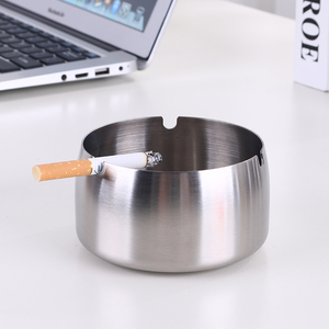 Metal top quality round portable multiple sizes silver stainless steel 410 smoking ashtray bin