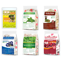 Camomille transfrontalière, hibiscus, lavande, menthe verte, graines de chardon-marie, curcuma, cannelle, gingembre, fleur de pois papillon