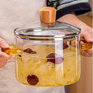 <span class=keywords><strong>Pot</strong></span> en verre transparent épaissi résistant à la chaleur casserole à soupe à Double oreille domestique avec couvercle <span class=keywords><strong>Pot</strong></span> de nouilles instantanées - Product Image 4