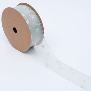 Ruban en organza imprimé étoiles, couleur personnalisée, rêveuse, 2,5 cm/4 cm, 20 yards, pour bouquets de mariage, emballage cadeau - Product Image 6