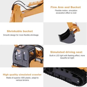 Huina 2.4G Télécommande RC en Alliage Excavatrice Bulldozer 1/16ème 12 Canaux + Chargeuse-<span class=keywords><strong>pelleteuse</strong></span> 2-en-1 Camion de Construction Portée 25m Fonction Suivez-moi - Product Image 2