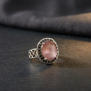 Bague de cocktail ovale en argent 925 pour femme, sertie de quartz, style géométrique vintage, pour mariage - Product Image 4
