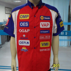 Wholesale Custom Woven Patch and Embroidery logo Short F1 Shirts for Men Cotton Fabric Promotional Advertising Shirt