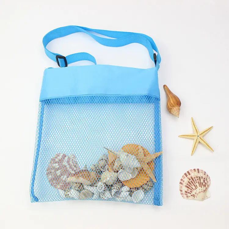 Sac d'été personnalisé pour enfants Seashell Bag Mesh Beach Bag pliable treasures breathable grocery Beach Storage Bags