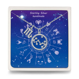 925 स्टर्लिंग चांदी जन्मदिन का उपहार 12 तारामंडल लटकन हार राशि चक्र पर हस्ताक्षर हार - Product Image 3