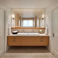 Meuble-lavabo double vasque au design moderne pour salle de bain principale et projets hôteliers