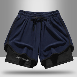 Pantalones Cortos Deportivos de Secado Rápido para Hombre, Transpirables, con Cintura Elástica, para Entrenamiento y Running, Pantalones Cortos Deportivos de Capas - Product Image 2