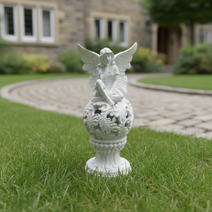 รูปปั้นเรซิ่นรูปนางฟ้าสไตล์นอร์ดิก ตำนานเทพเจ้ากรีก ของตกแต่งโต๊ะทำงาน พร้อมไฟสวนพลังงานแสงอาทิตย์ - Product Image 3