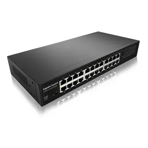 Custom Black Unmanaged 24 Port Desktop Full Gigabit Network Switch Hub Voor Cctv