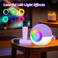 Système de haut-parleurs portables pour chanter avec lumière d'ambiance, cadeaux de Noël et d'anniversaire, machine de karaoké pour enfants avec 2 micros sans fil