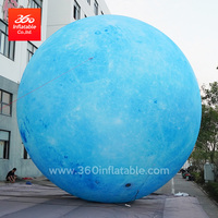 Lune bleue géante personnalisée de 6m Ballons décoratifs publicitaires gonflables à LED