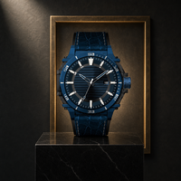 Montre à quartz multifonction pour homme de haute qualité, boîtier en acier inoxydable, bracelet en cuir véritable, montre de bureau pour homme