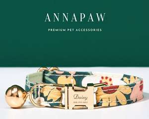 Collier personnalisé fait main pour chiot avec nœud papillon et perles, laisse pour chat – Accessoires pour animaux de compagnie avec clochette florale estivale pour papa et elle - Product Image 3