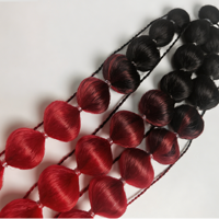 Queue de cheval tressée effet bulle dégradé ombré de 22 pouces, extension de cheveux synthétiques pour une coiffure quotidienne rapide et facile