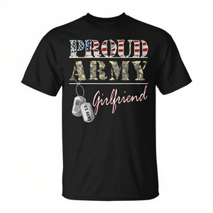 T-shirt militaire pour petite amie de l'armée, avec drapeau américain - Product Image 2