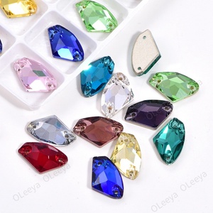 Strass à coudre Oleeya en verre, forme hache, colorés, à dos plat, 9*14mm, en vrac, excellente qualité, direct usine - Product Image 3