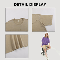 Kaos T-shirt Kasual Rajutan Oversize Kerah Kru 100% Katun Solid Desain Batik Vintage Retro Cuci Khas Amerika