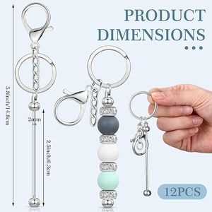 Quick Delivery DIY Beadable Keychain Set Blank Metal Keyring Bars with <b>Silicone</b> <b>Beads</b> for Personalized Gift Craft Making Kit RTS - Product Image 2