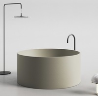 Baignoire autoportante en pierre artificielle à finition mate, cylindrique, ronde, de luxe, pour la maison, l'hôtel, la villa, la salle de bain