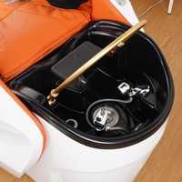Fauteuil de massage électrique en acier inoxydable avec lumière LED, appui-tête inclinable, construction durable, design moderne pour salon et spa
