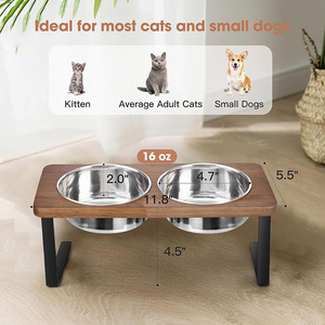 Soporte de madera para tazón de gato, estación de alimentación elevada para gatos con tazones de acero inoxidable - Product Image 4