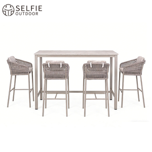 Conjunto moderno de mesa y sillas de bar para exteriores de ratán impermeable - Product Image 2